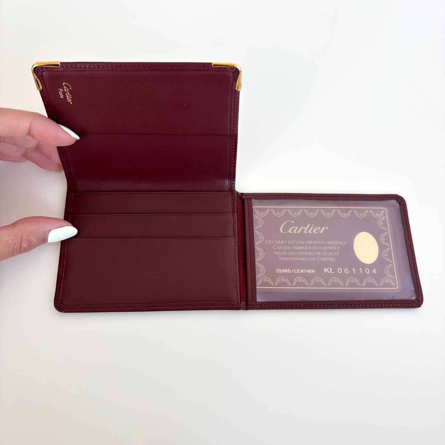 CARTIER Leather ID Wallet Burgundy