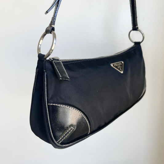 PRADA Nylon Leather Shoulder Bag