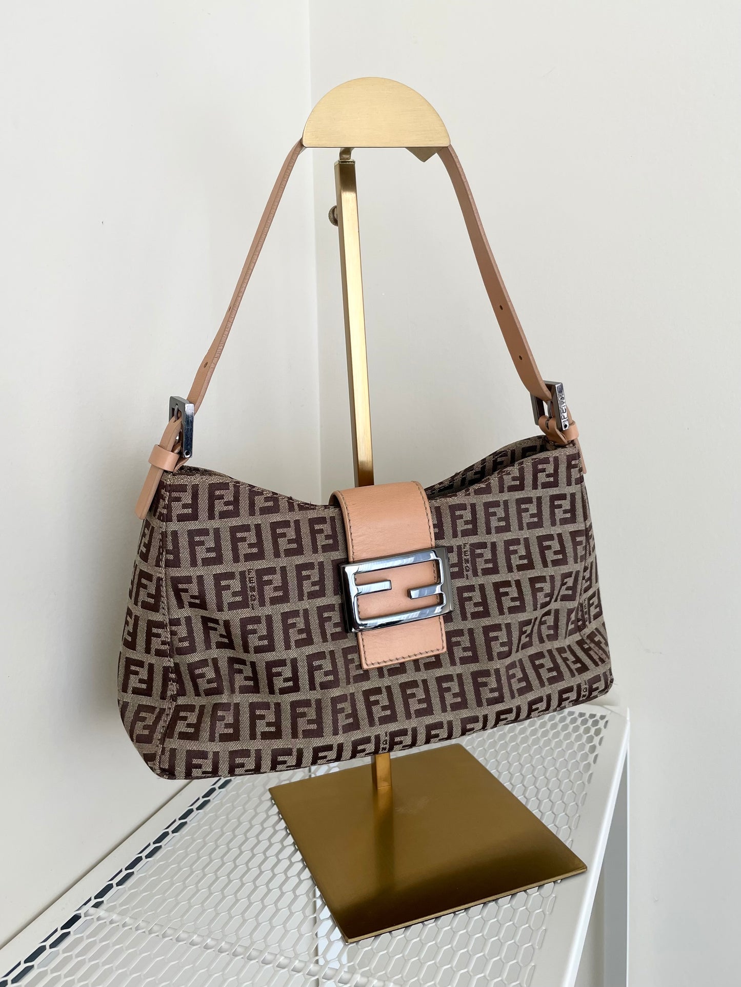 FENDI Zucchino Mini Croissant Baguette Bag