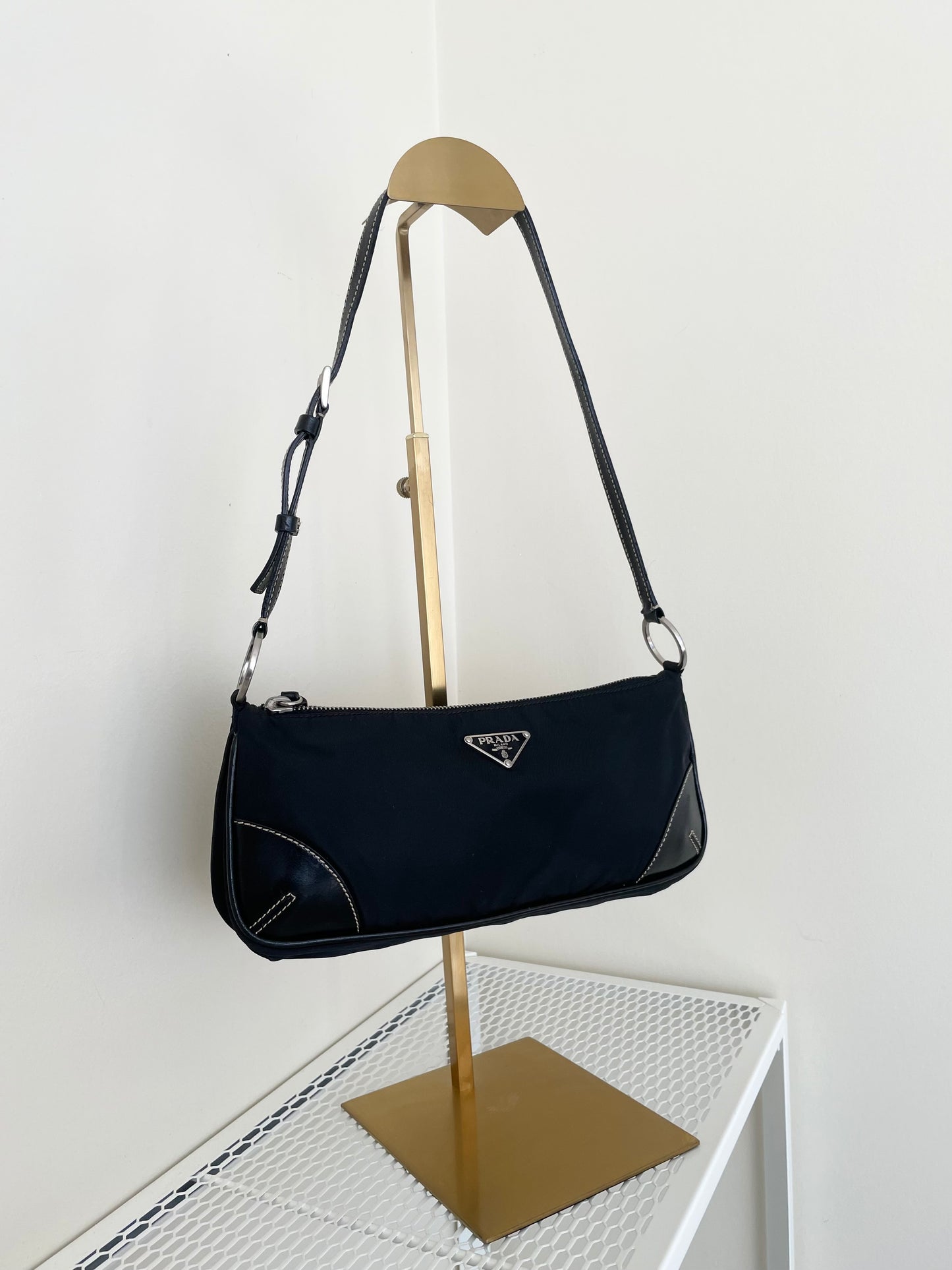 PRADA Nylon Leather Shoulder Bag