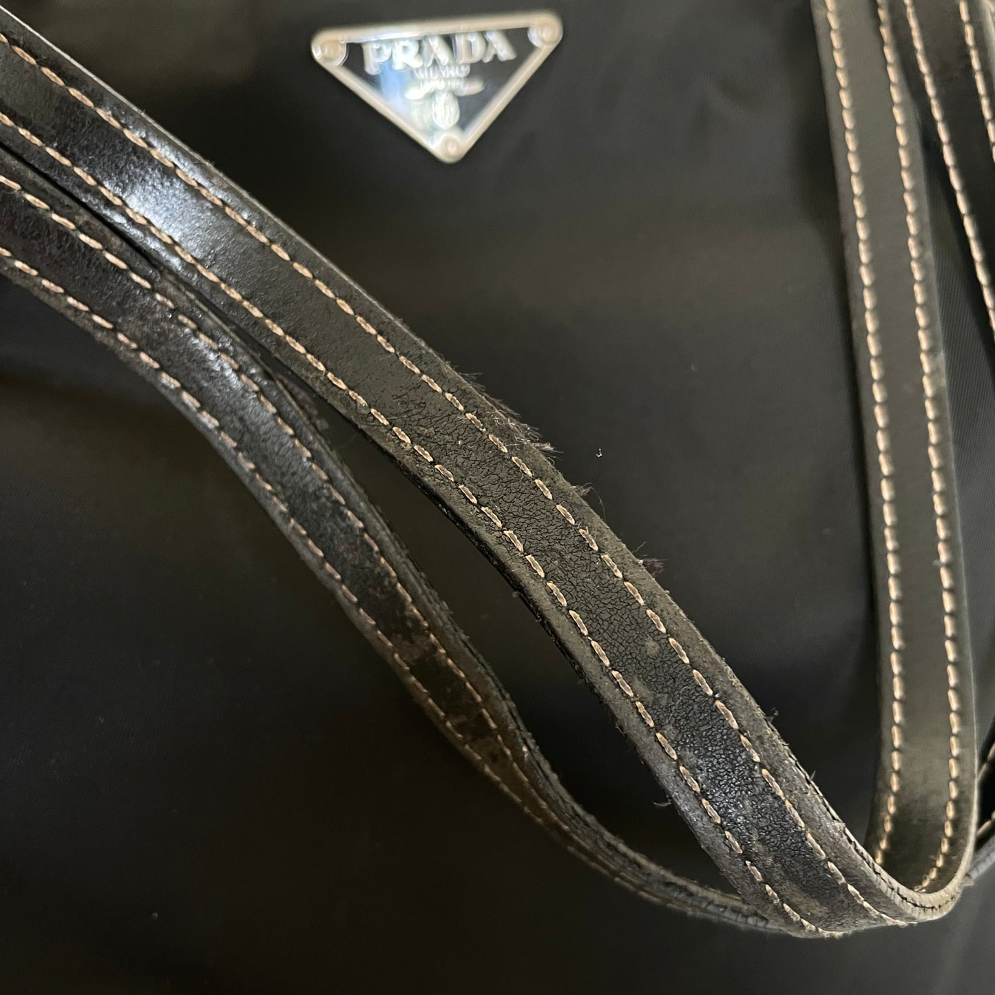 PRADA Nylon Leather Tote Bag