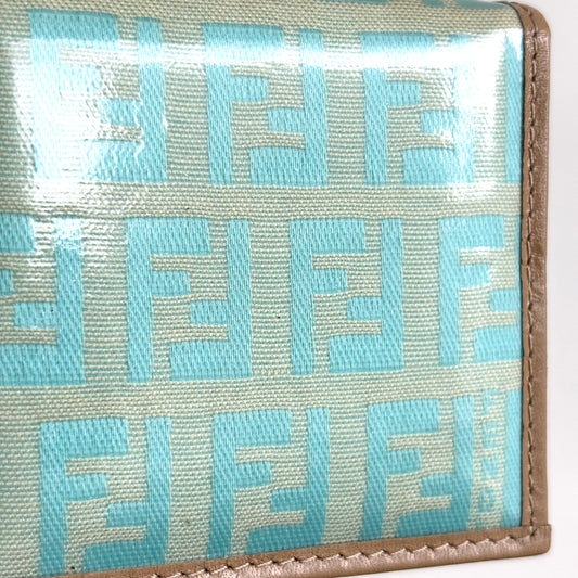 FENDI Zucchino Canvas Coin Purse Aqua