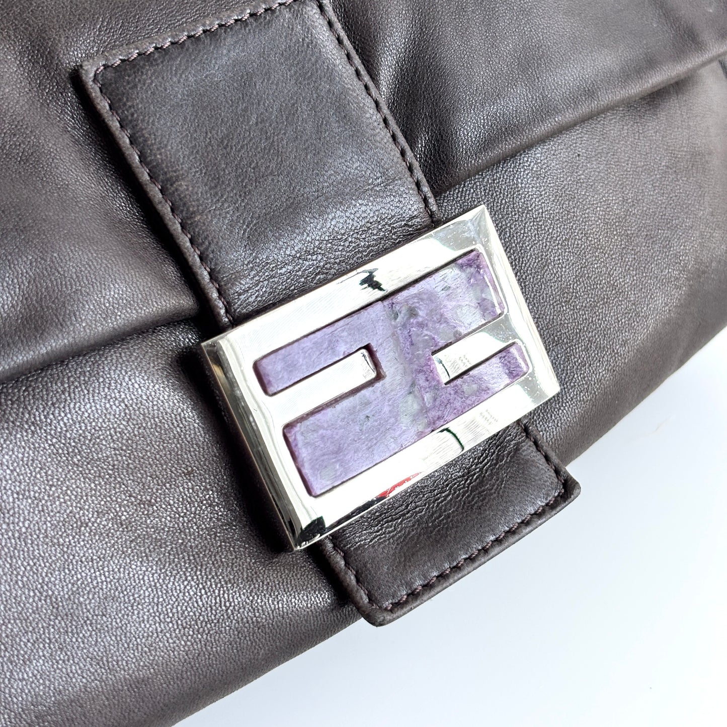 FENDI Lambskin Mamma Baguette Brown