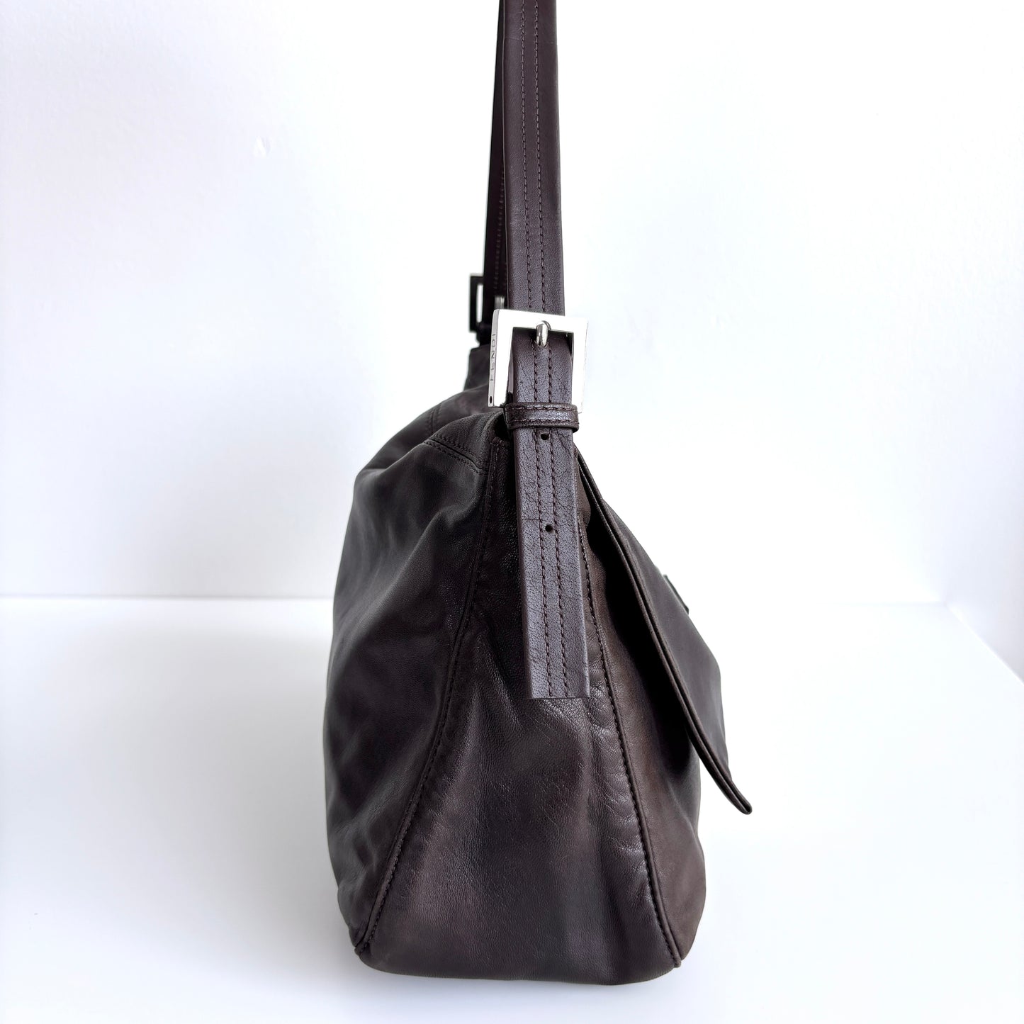 FENDI Lambskin Mamma Baguette Brown