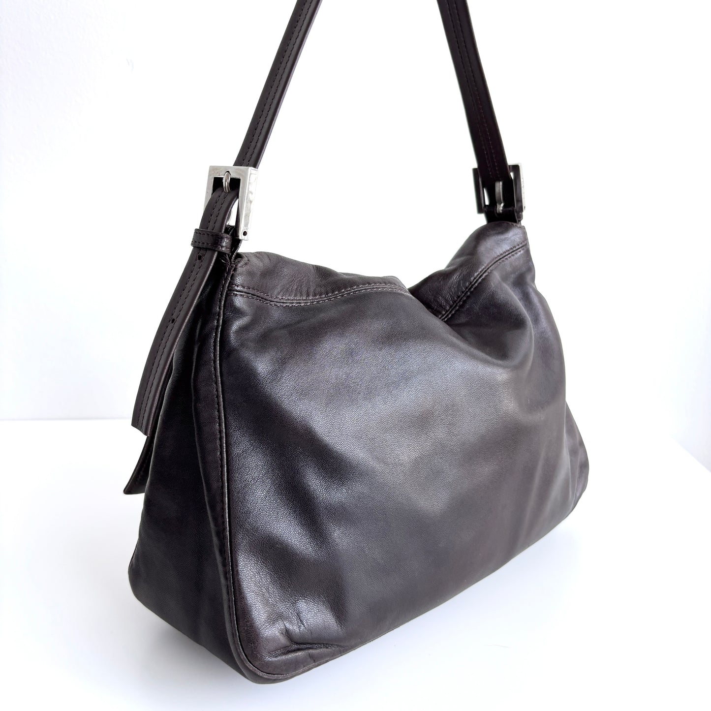 FENDI Lambskin Mamma Baguette Brown