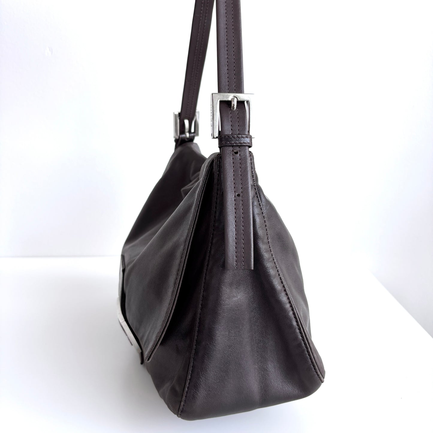 FENDI Lambskin Mamma Baguette Brown
