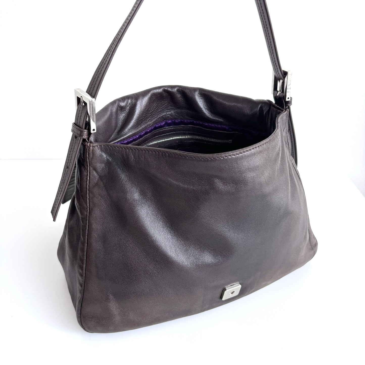 FENDI Lambskin Mamma Baguette Brown