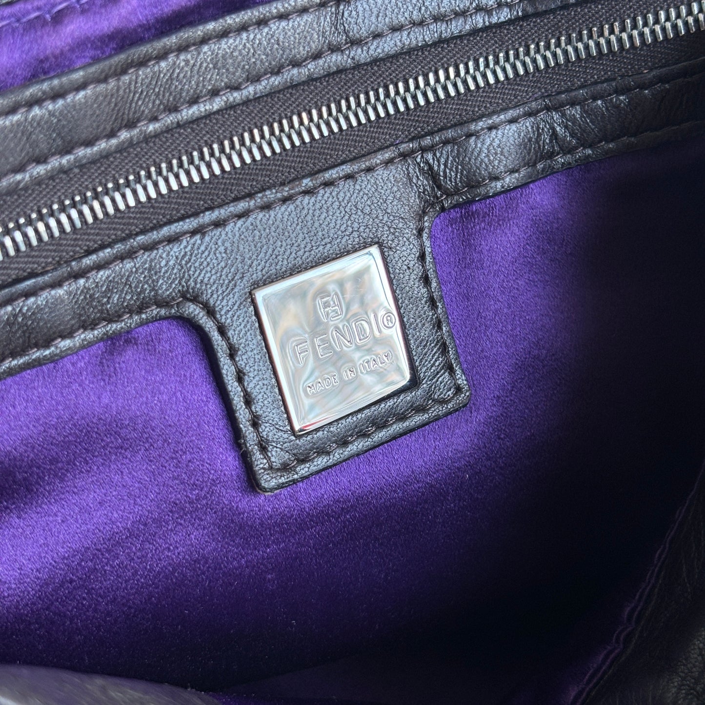 FENDI Lambskin Mamma Baguette Brown