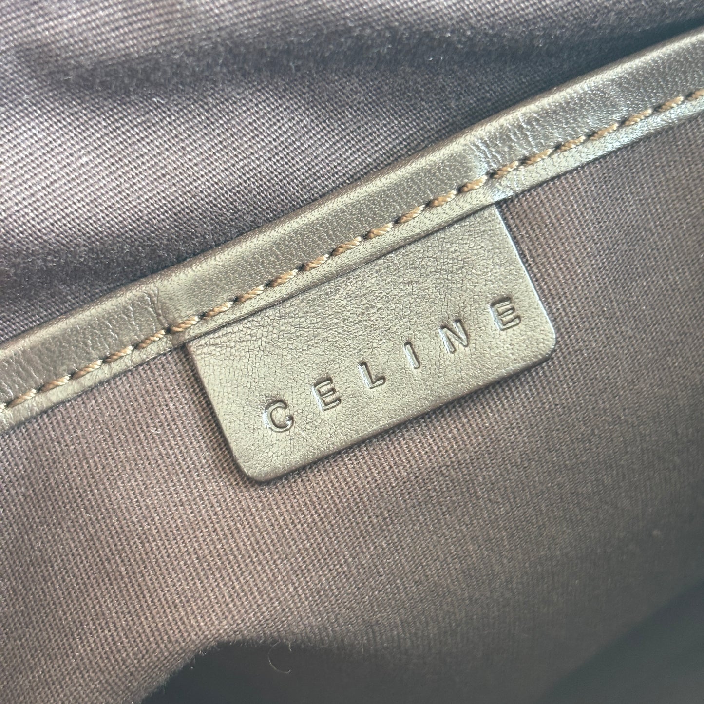 CELINE Macadam Suede Shoulder Bag Brown