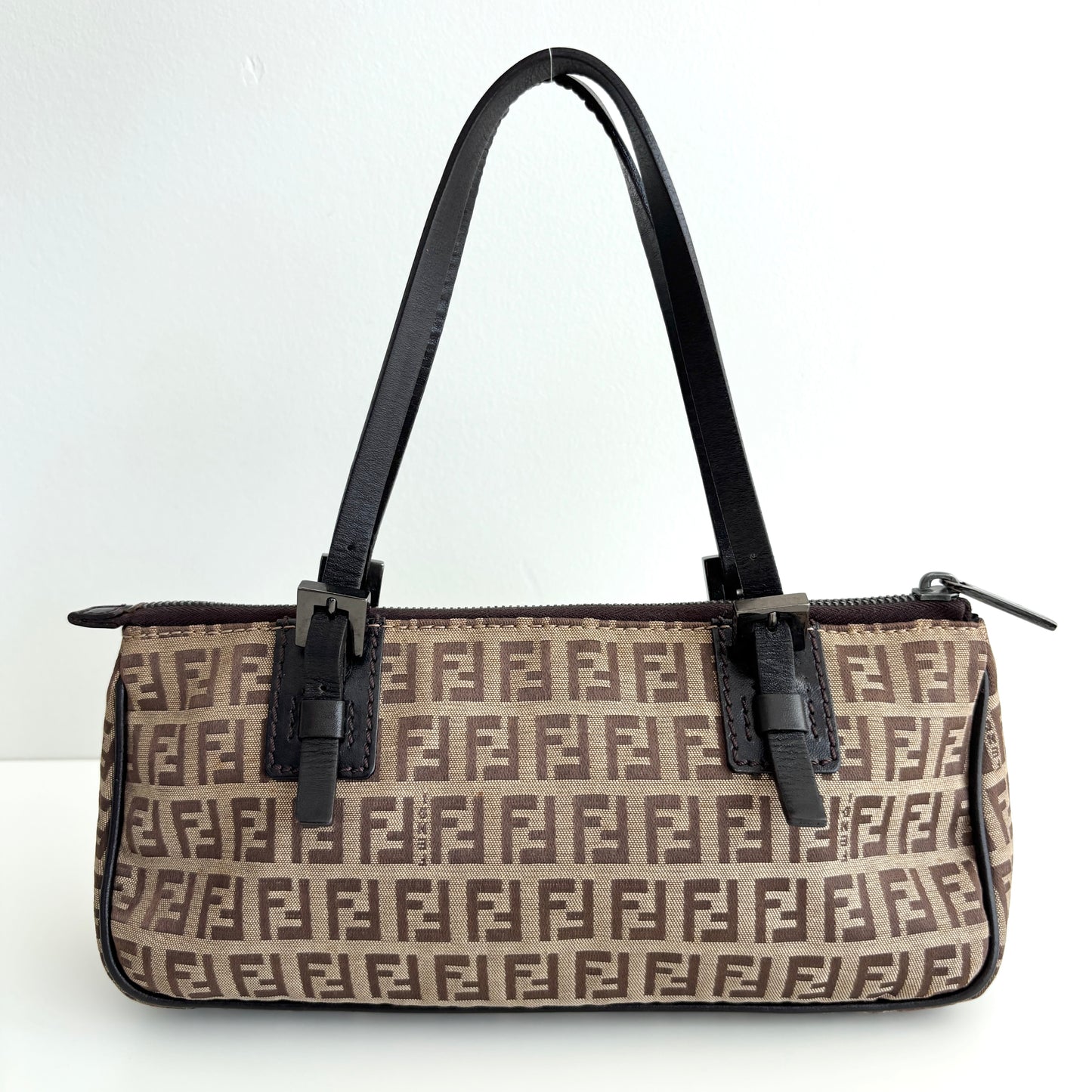 FENDI Zucchino Canvas Mini Shoulder Bag Brown