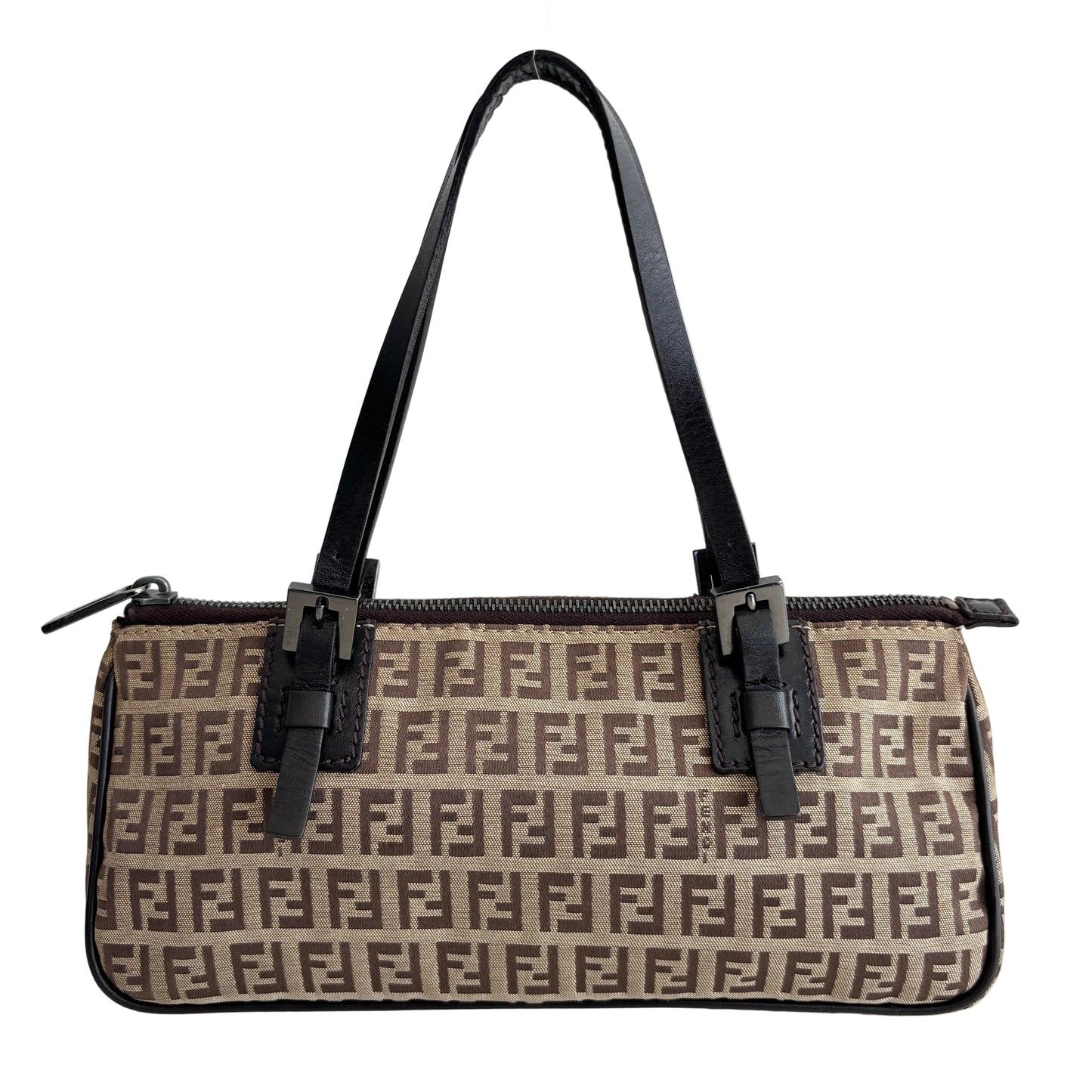 FENDI Zucchino Canvas Mini Shoulder Bag Brown