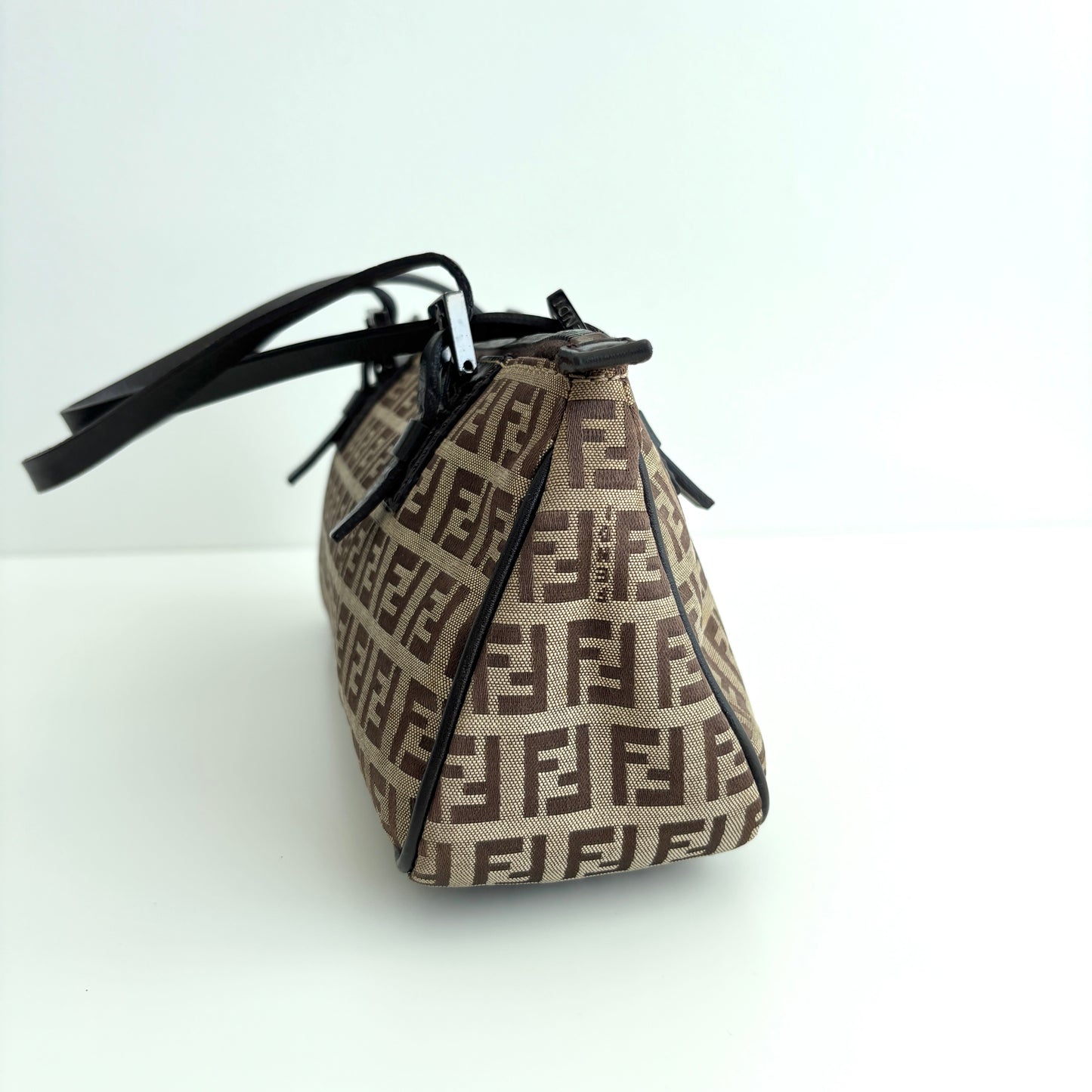 FENDI Zucchino Canvas Mini Shoulder Bag Brown