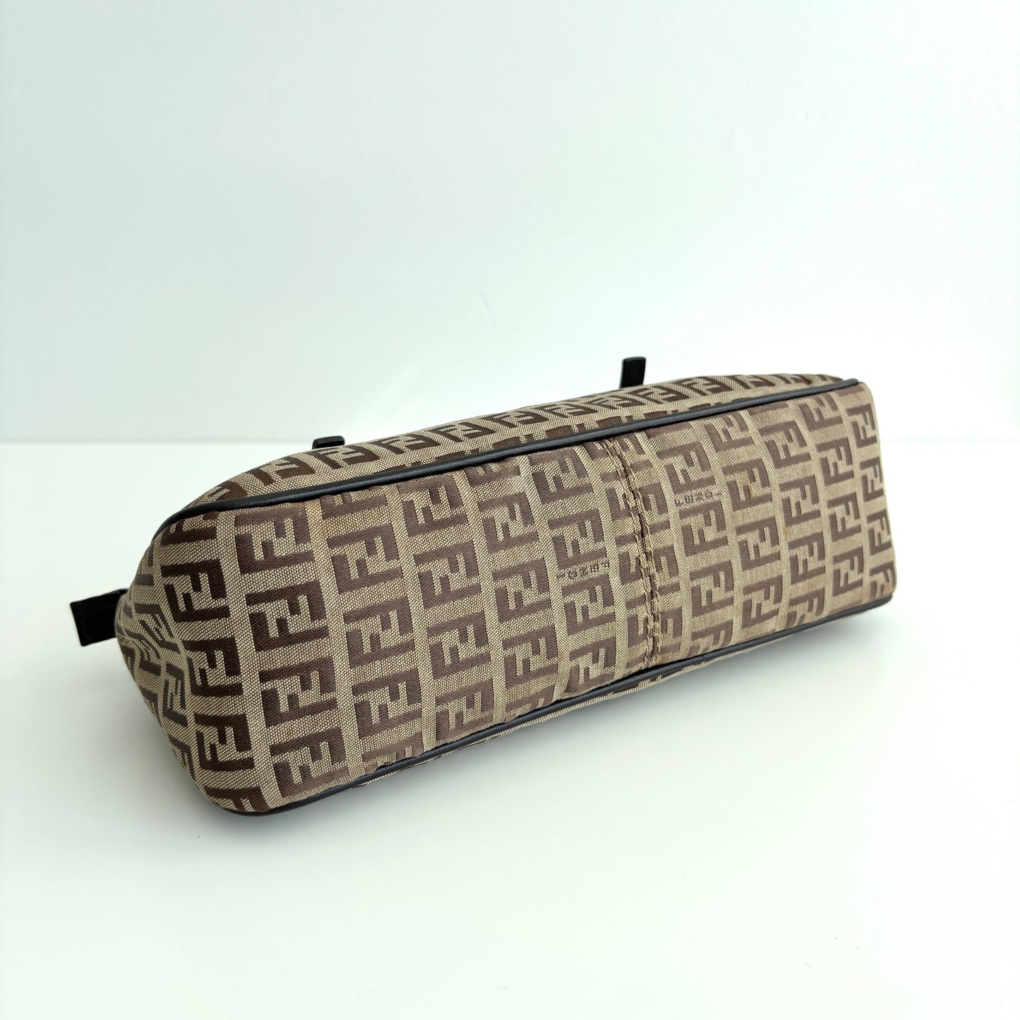 FENDI Zucchino Canvas Mini Shoulder Bag Brown