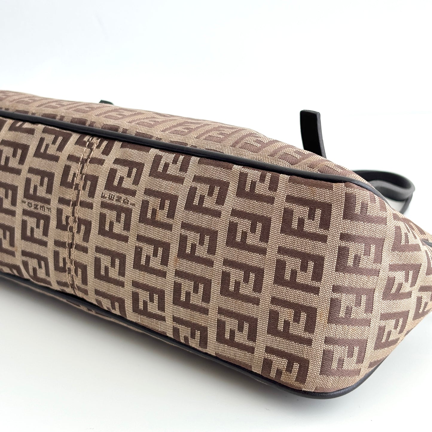 FENDI Zucchino Canvas Mini Shoulder Bag Brown