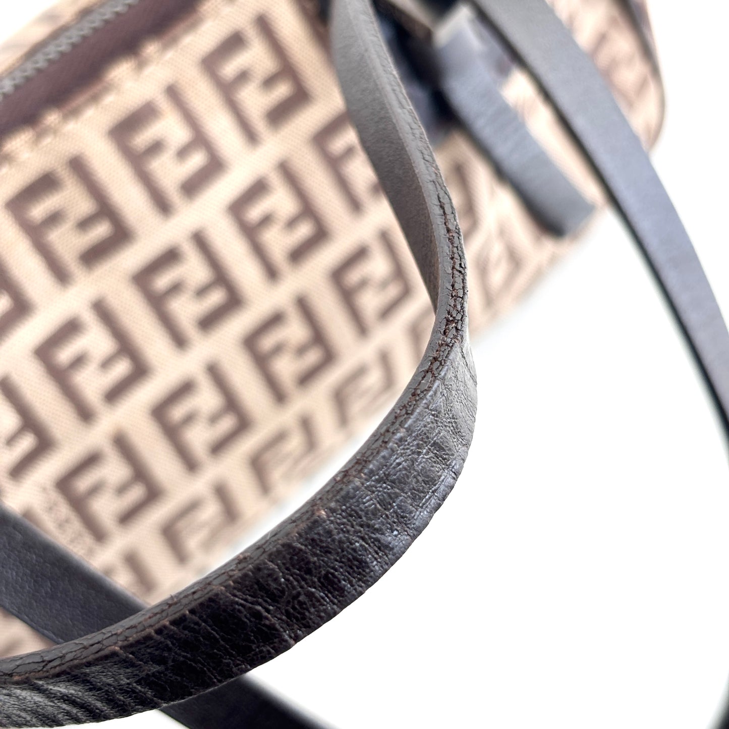 FENDI Zucchino Canvas Mini Shoulder Bag Brown