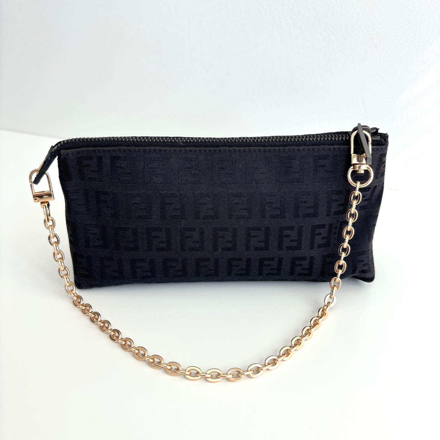 FENDI Zucchino Canvas Pouch Black