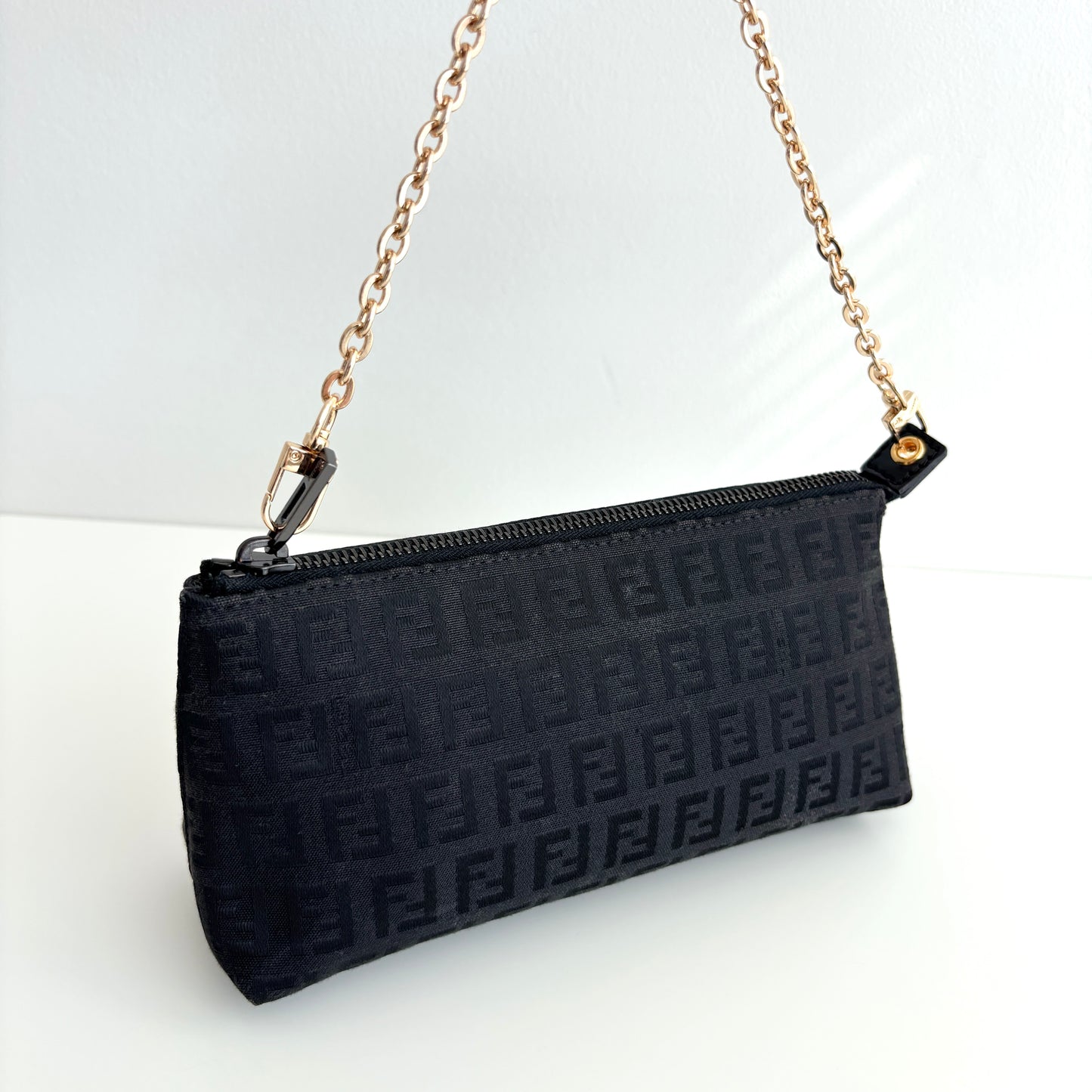 FENDI Zucchino Canvas Pouch Black