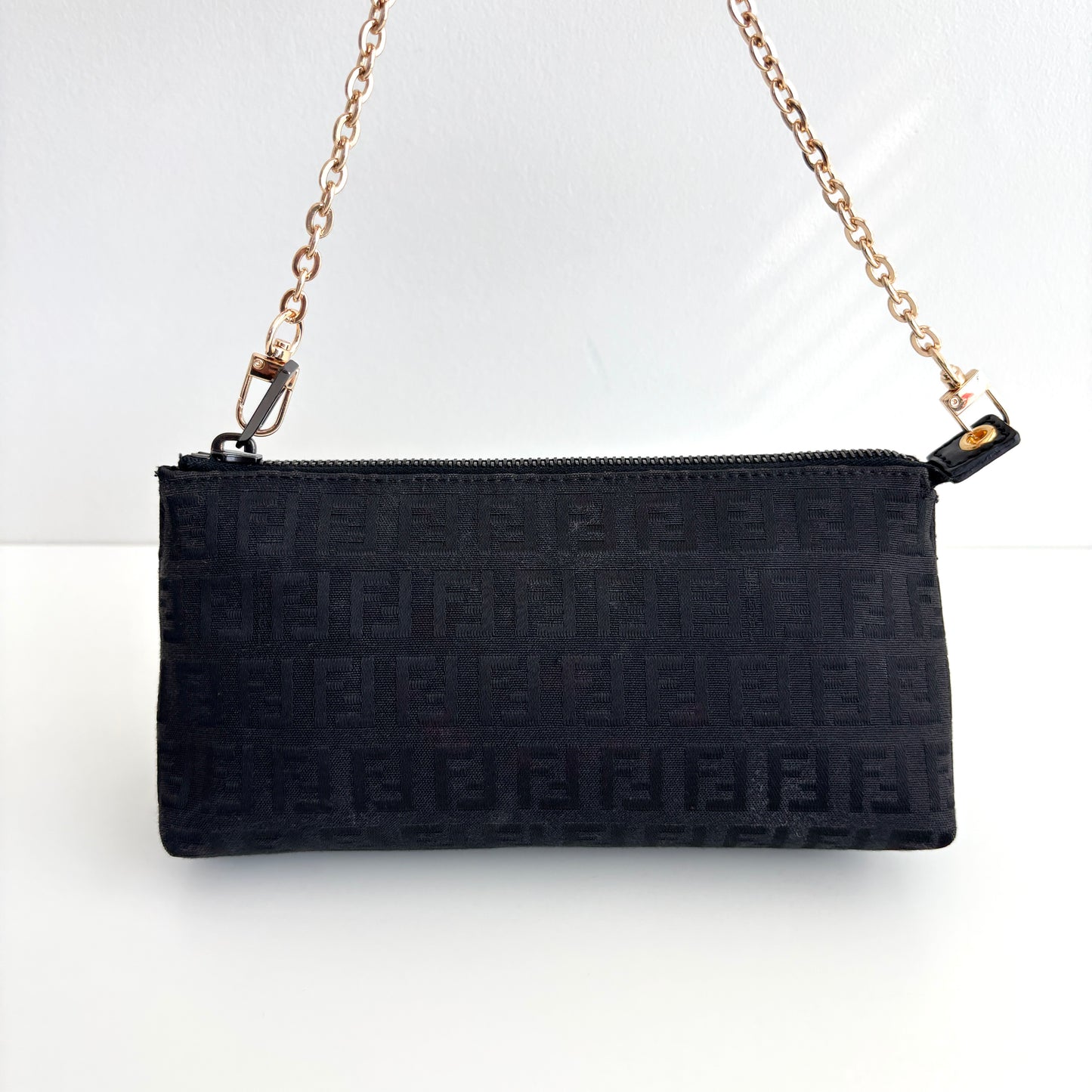 FENDI Zucchino Canvas Pouch Black