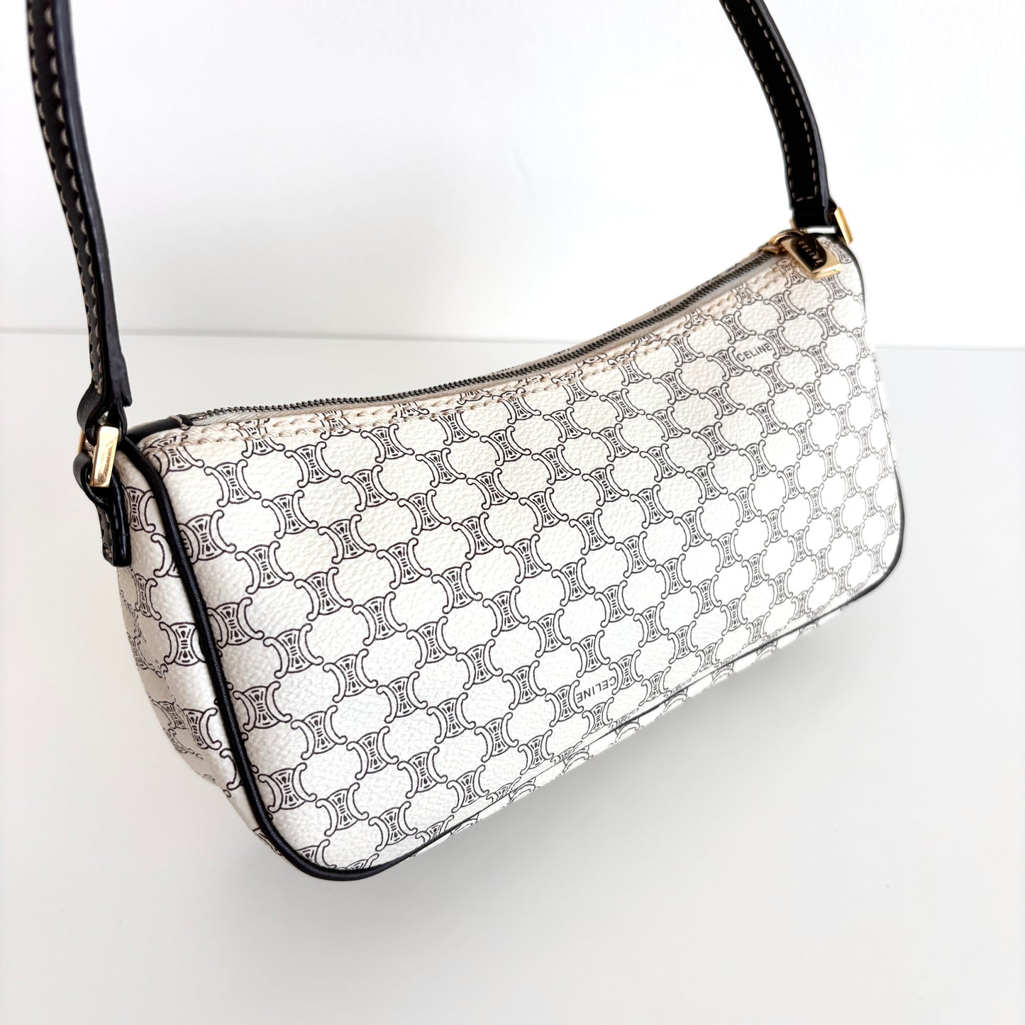 CELINE Macadam Canvas Pochette White
