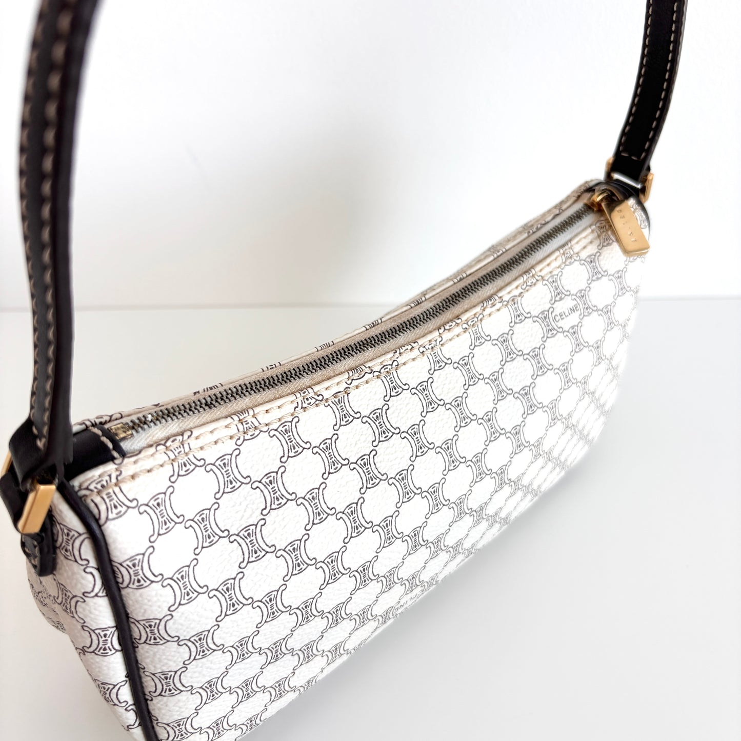 CELINE Macadam Canvas Pochette White