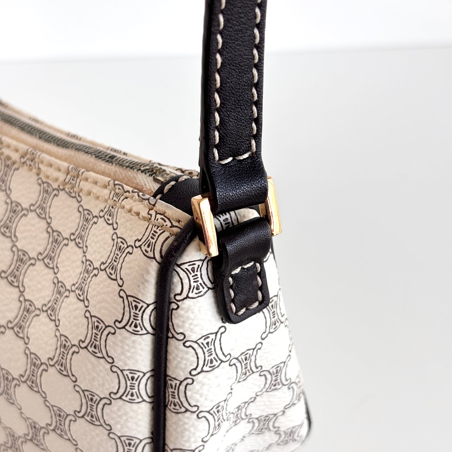 CELINE Macadam Canvas Pochette White