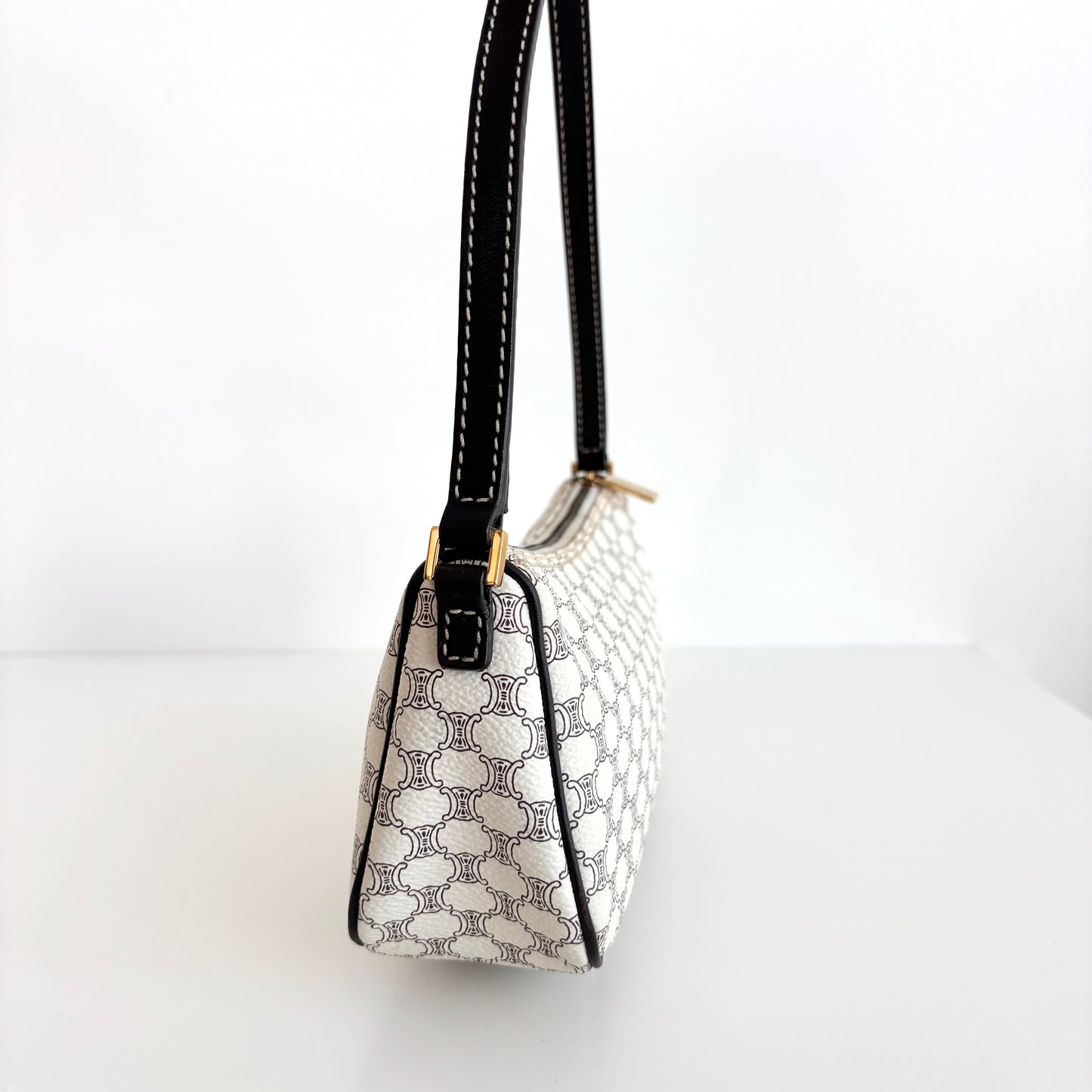 CELINE Macadam Canvas Pochette White