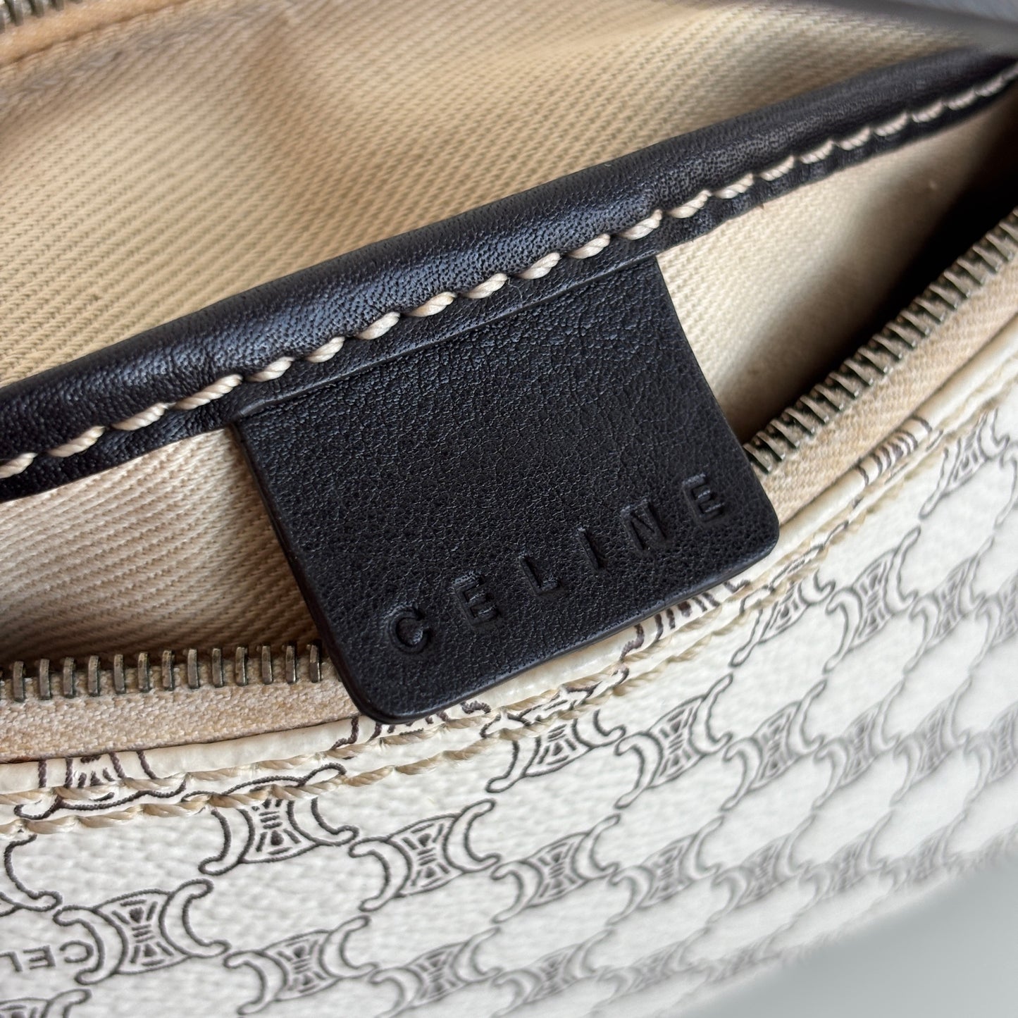 CELINE Macadam Canvas Pochette White