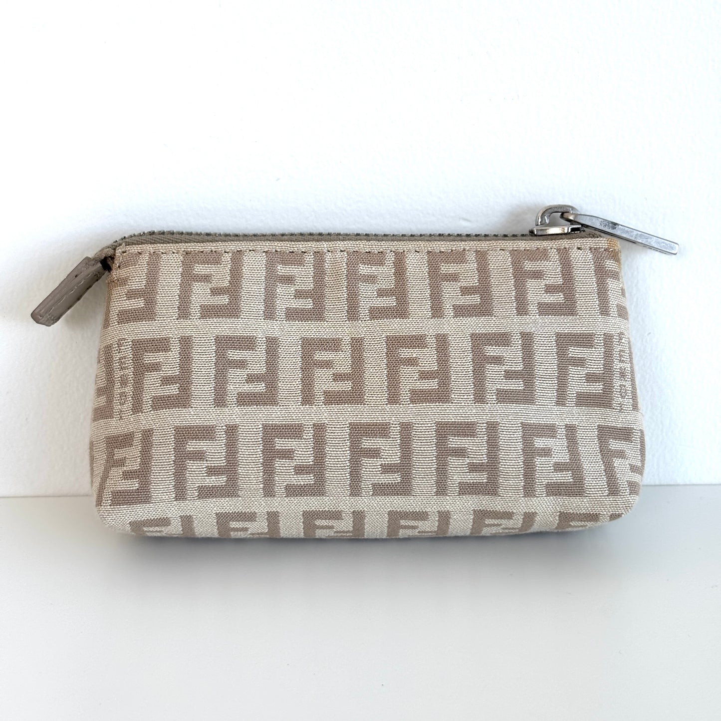 FENDI Zucchino Canvas Mini Pouch Beige