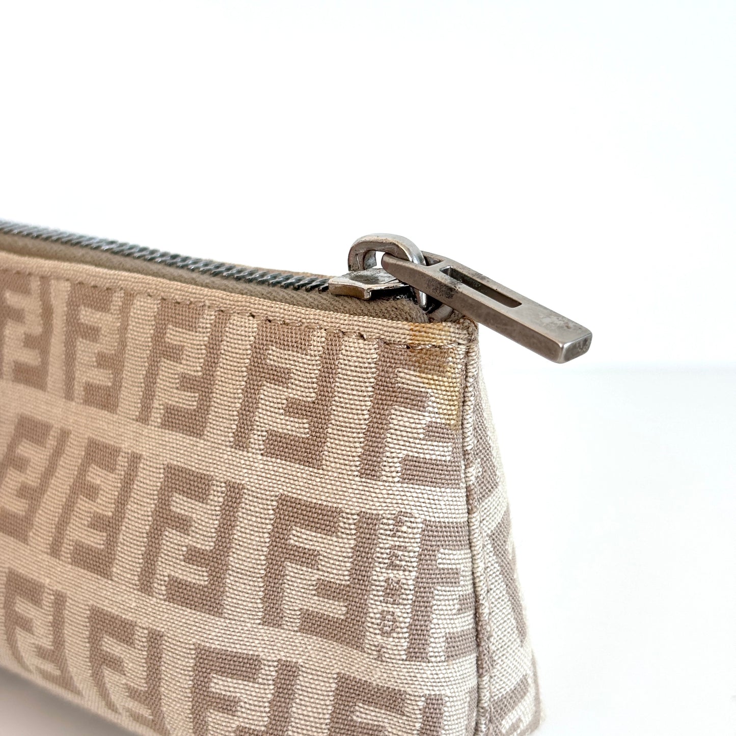 FENDI Zucchino Canvas Mini Pouch Beige