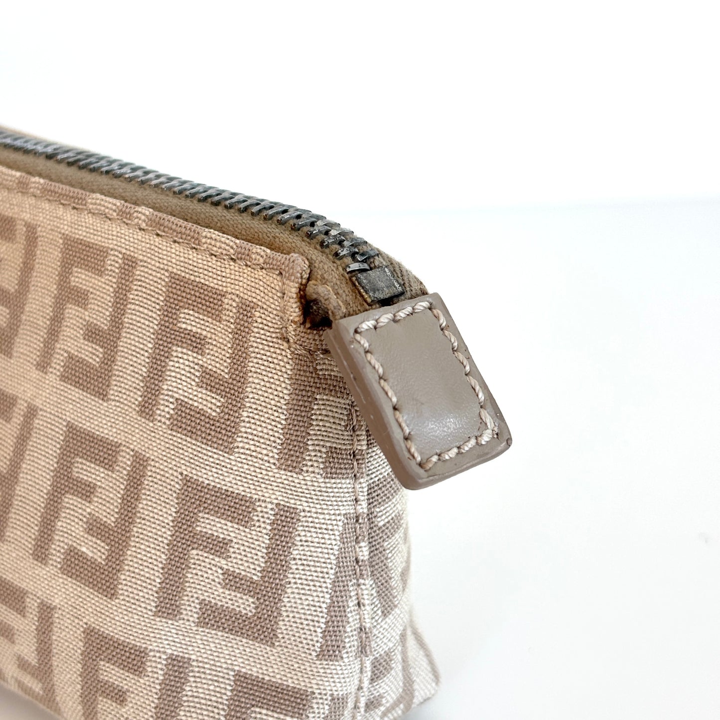 FENDI Zucchino Canvas Mini Pouch Beige