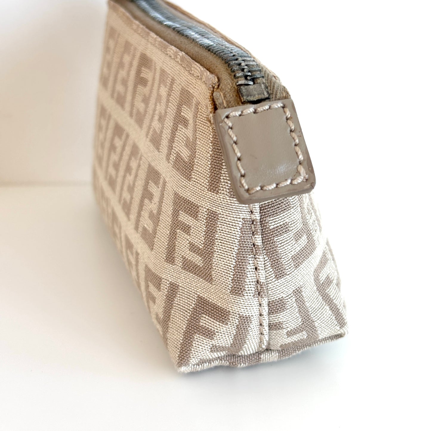 FENDI Zucchino Canvas Mini Pouch Beige