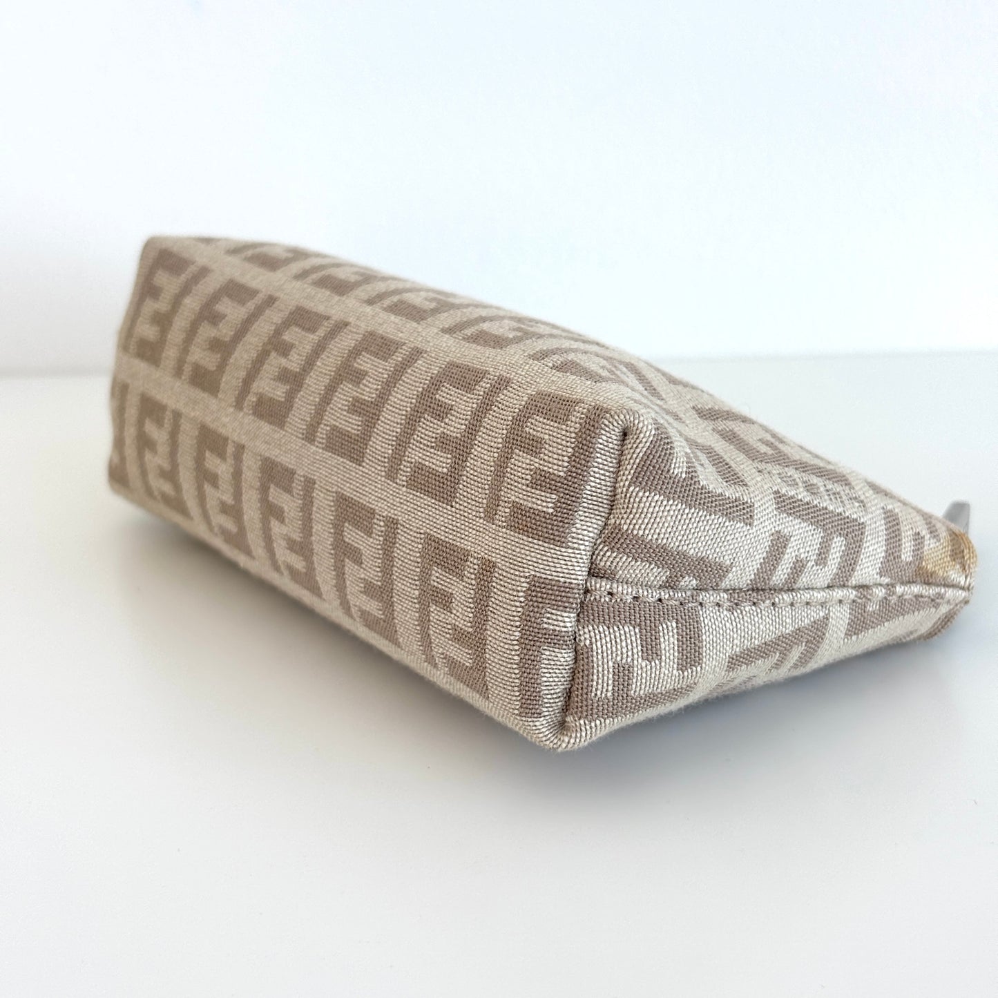 FENDI Zucchino Canvas Mini Pouch Beige