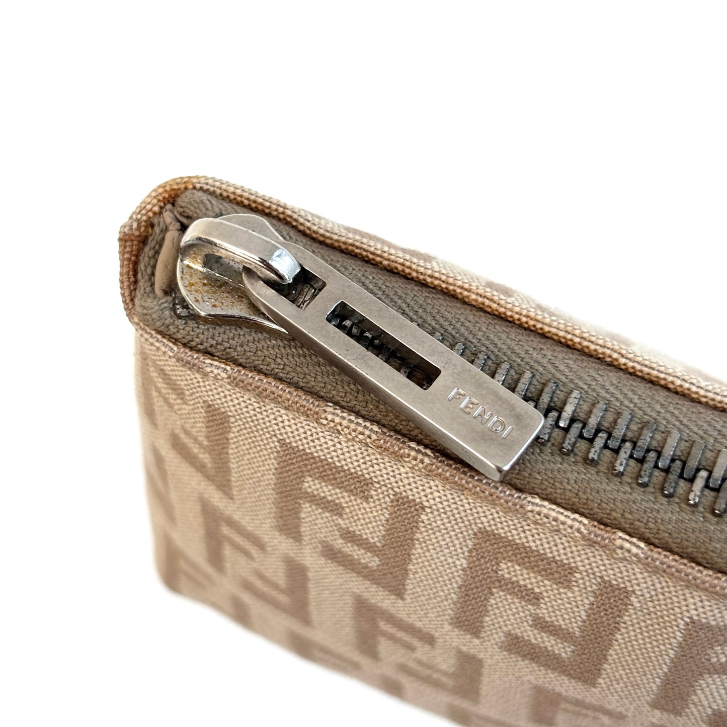 FENDI Zucchino Canvas Mini Pouch Beige