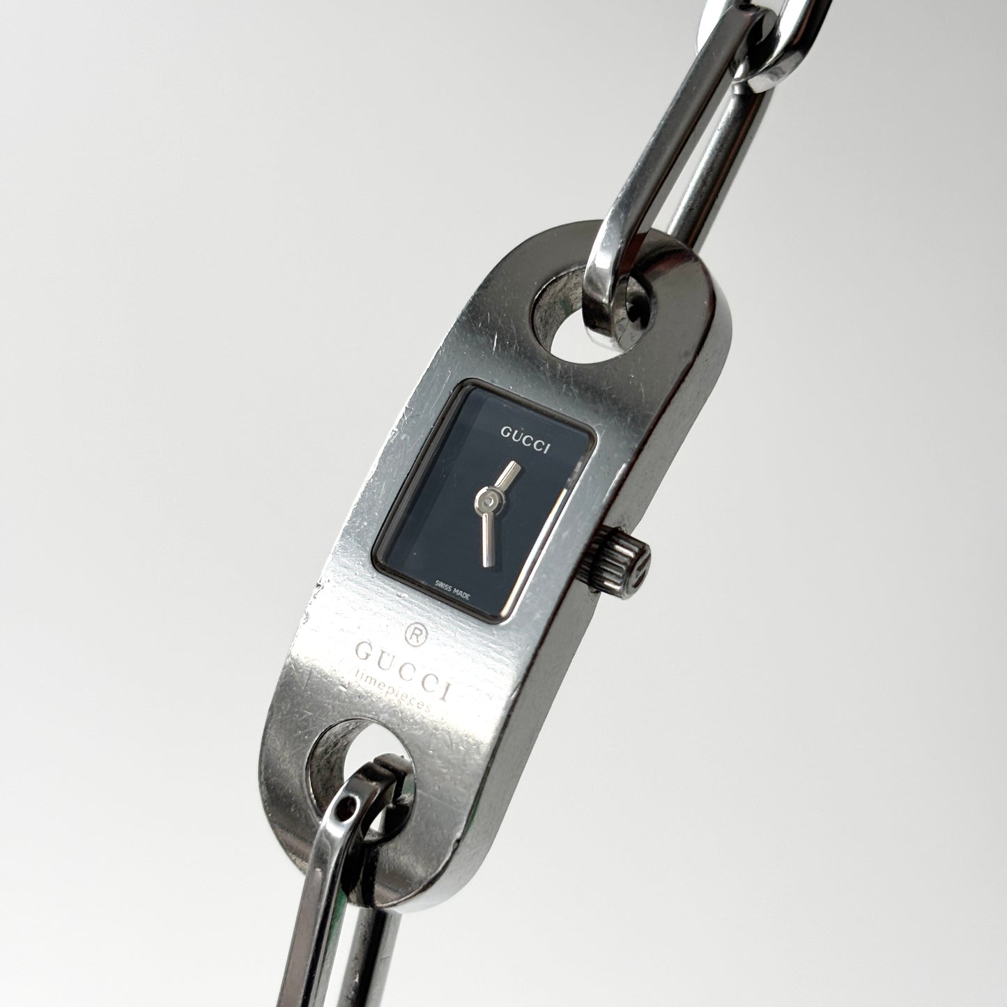 GUCCI 6100L Steel Watch Chain Bracelet Silver