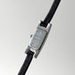 GUCCI 3900L Steel Watch Silver Black Leather Strap