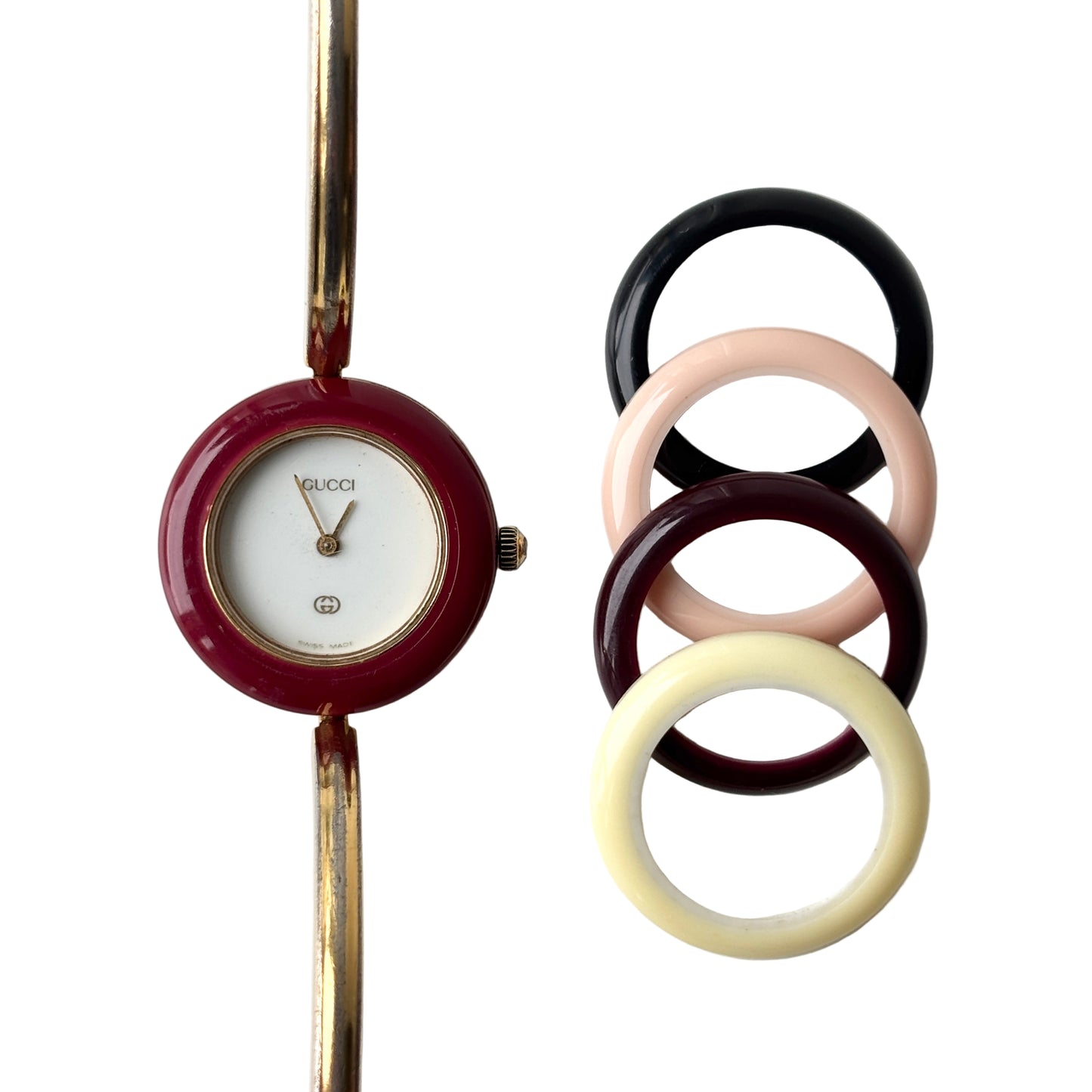 GUCCI Change Bezel Watch Bangle + 5 Bezels