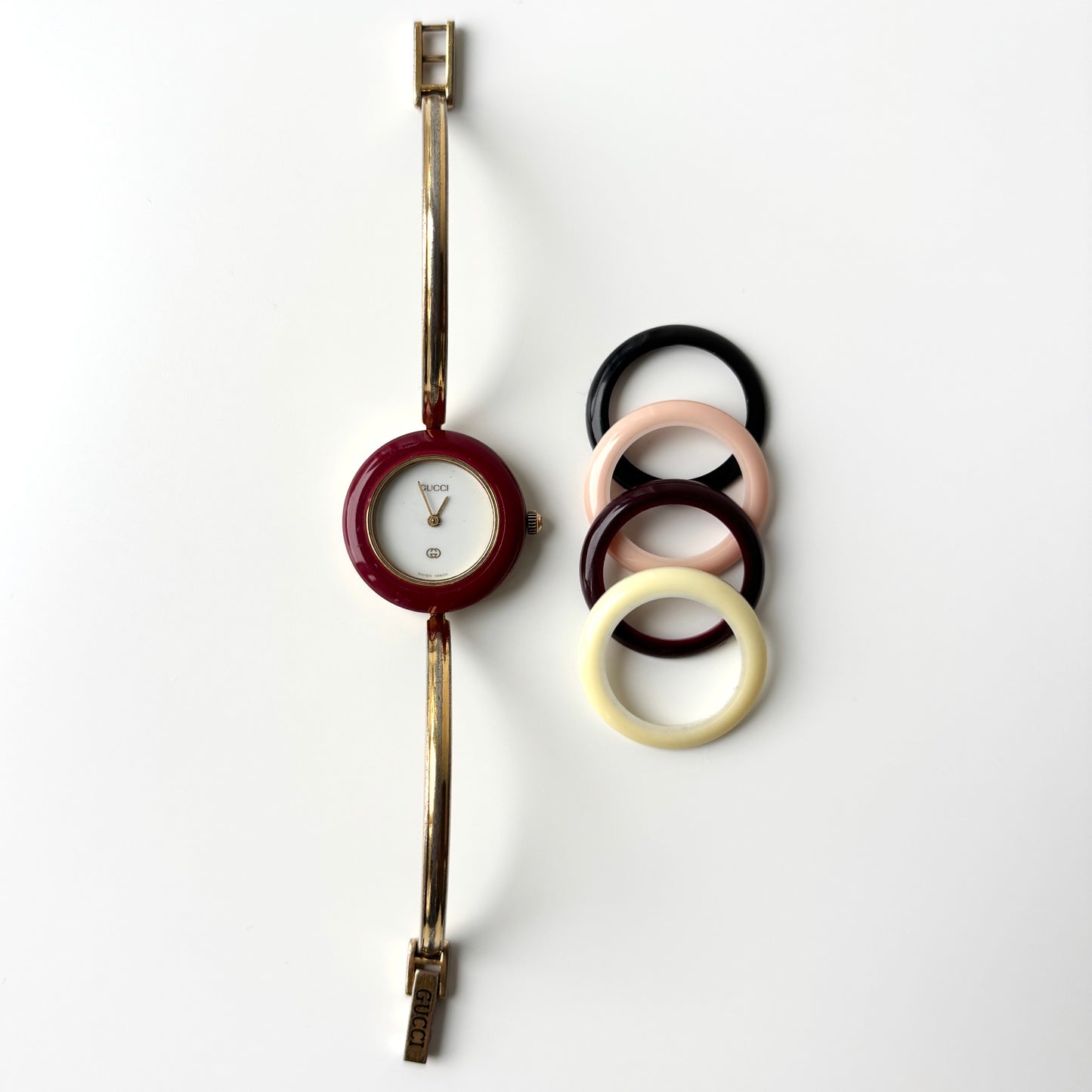 GUCCI Change Bezel Watch Bangle + 5 Bezels