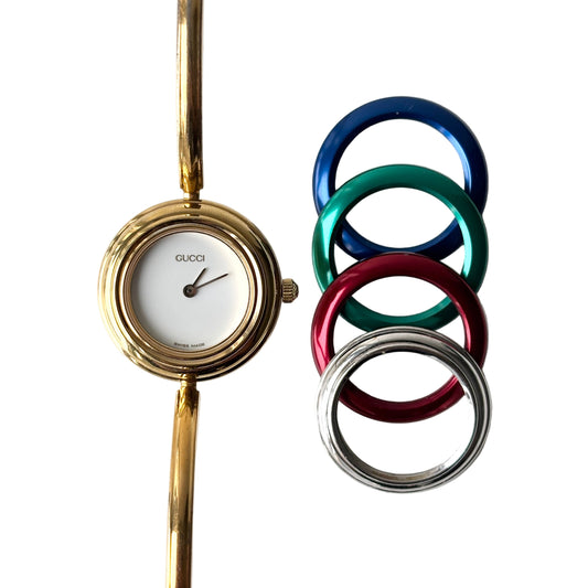 GUCCI Change Bezel Watch Bangle + 5 Bezels Box Set