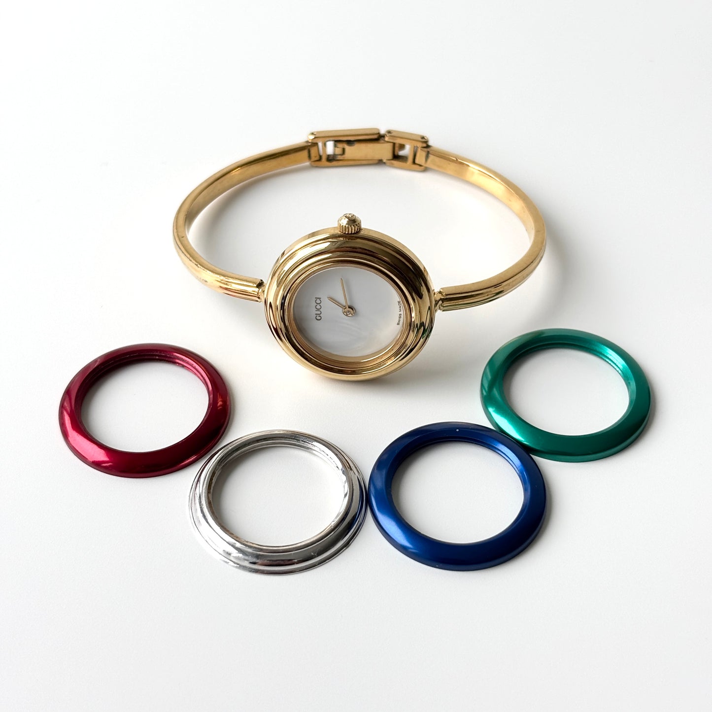 GUCCI Change Bezel Watch Bangle + 5 Bezels Box Set