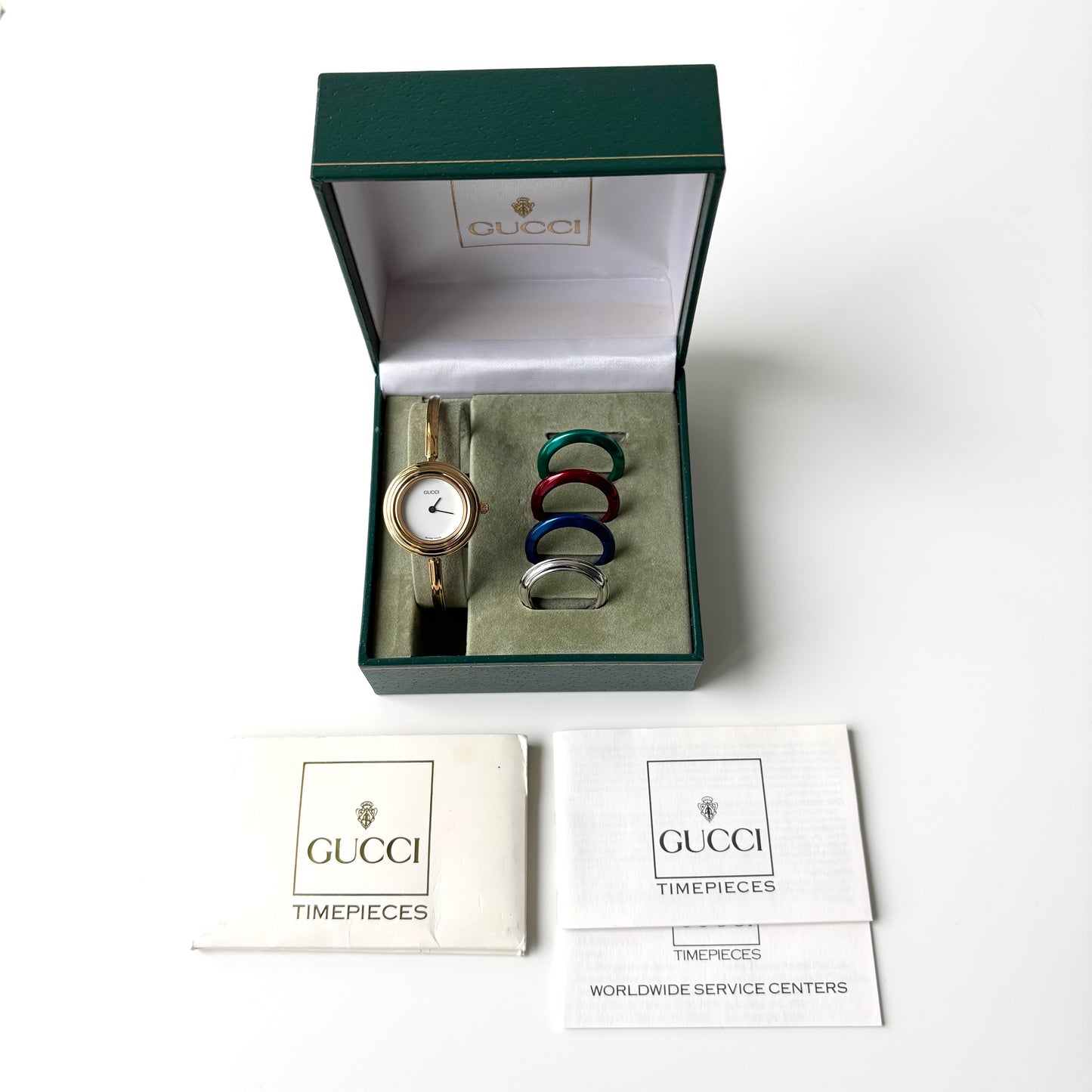 GUCCI Change Bezel Watch Bangle + 5 Bezels Box Set