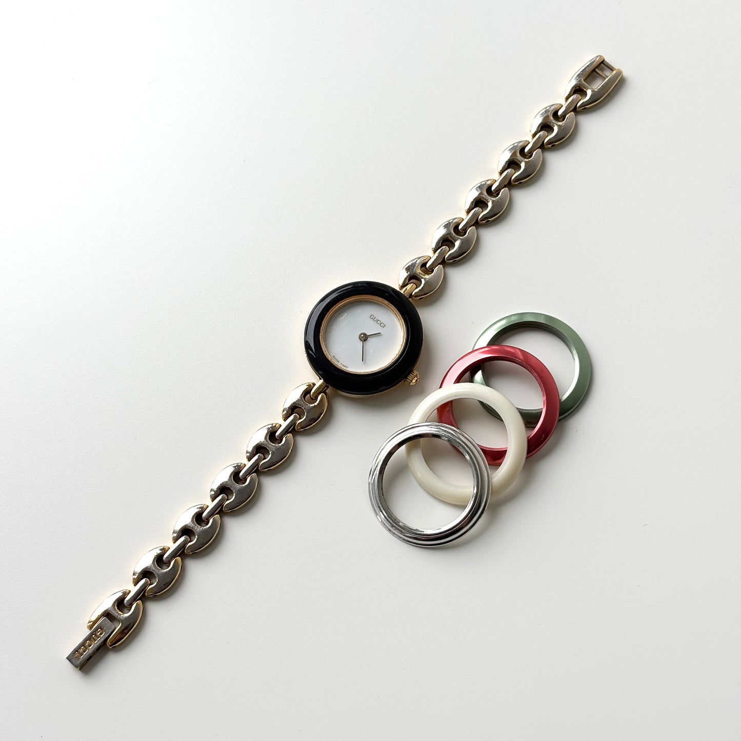 GUCCI Change Bezel Watch Mariner Chain + 5 Bezels