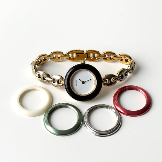 GUCCI Change Bezel Watch Mariner Chain + 5 Bezels