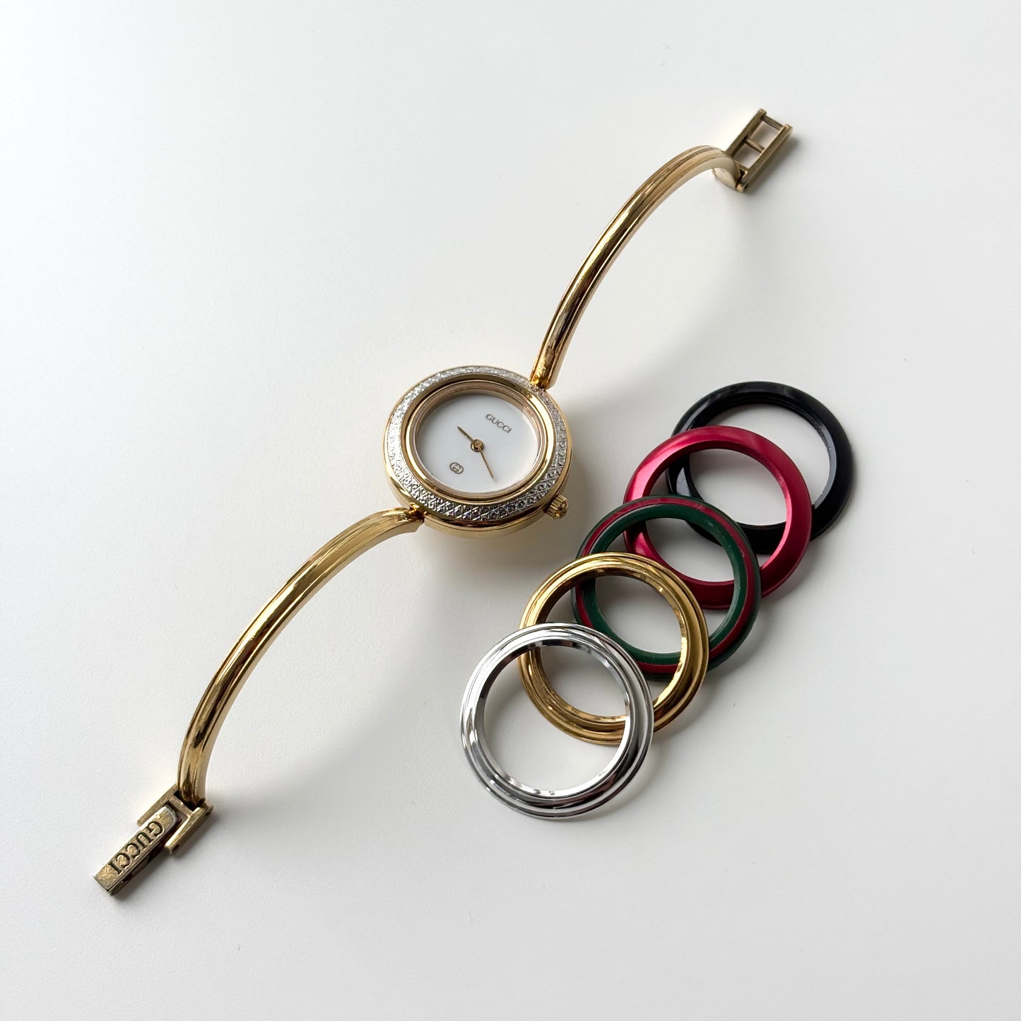 GUCCI Change Bezel Watch Bangle + 6 Bezels (Rare)
