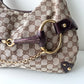 GUCCI Monogram Canvas Horsebit Bag Purple