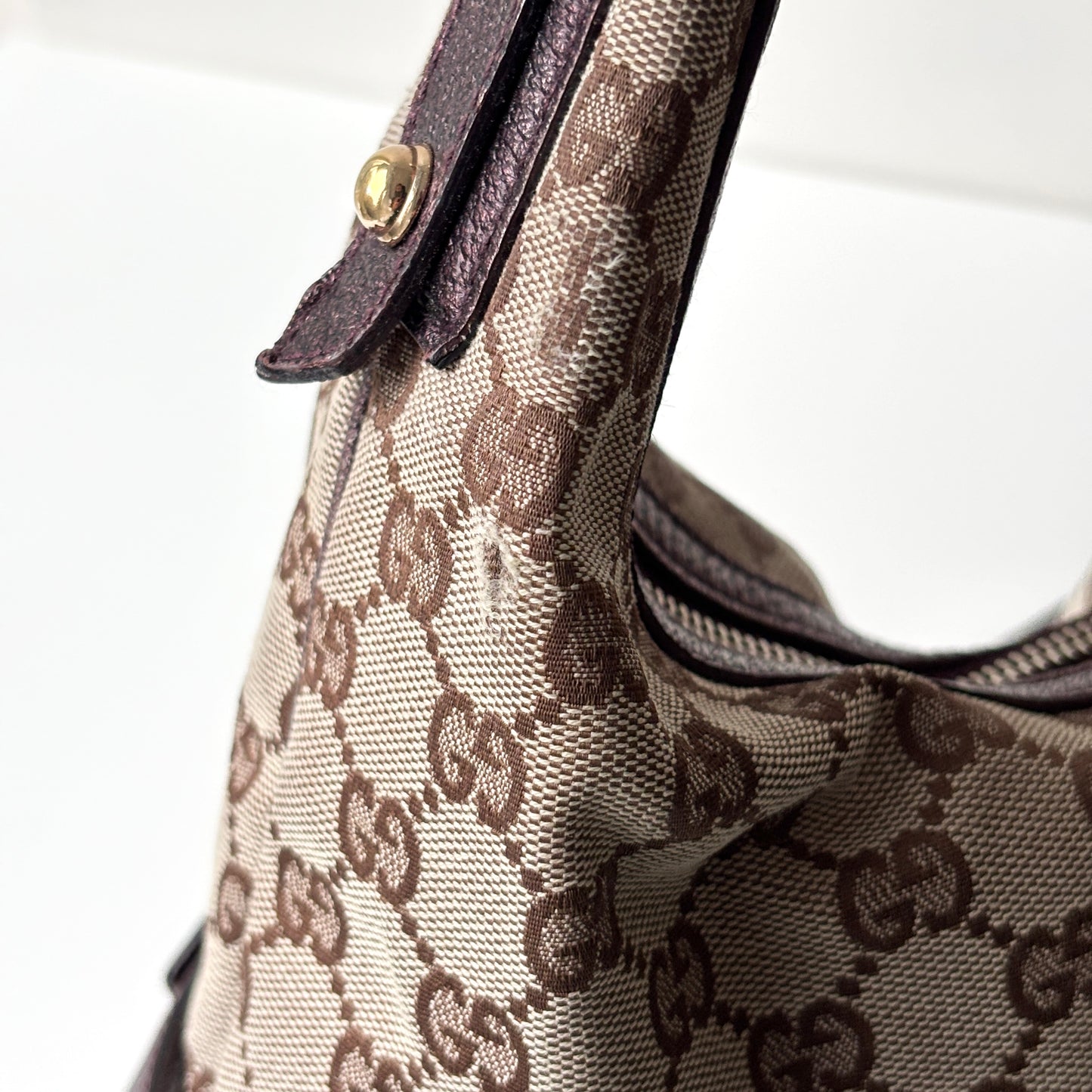 GUCCI Monogram Canvas Horsebit Bag Purple