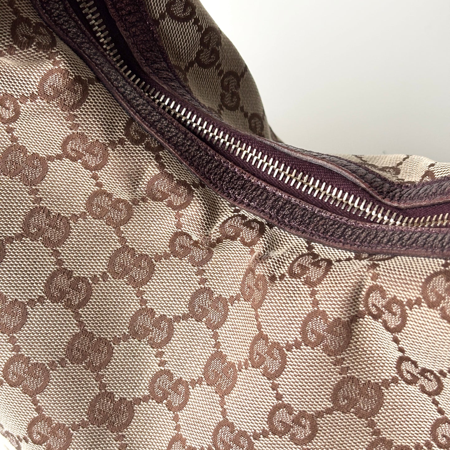 GUCCI Monogram Canvas Horsebit Bag Purple