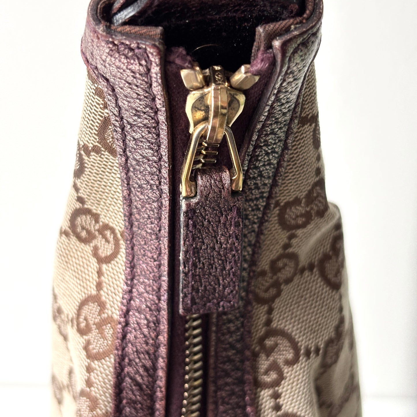GUCCI Monogram Canvas Horsebit Bag Purple