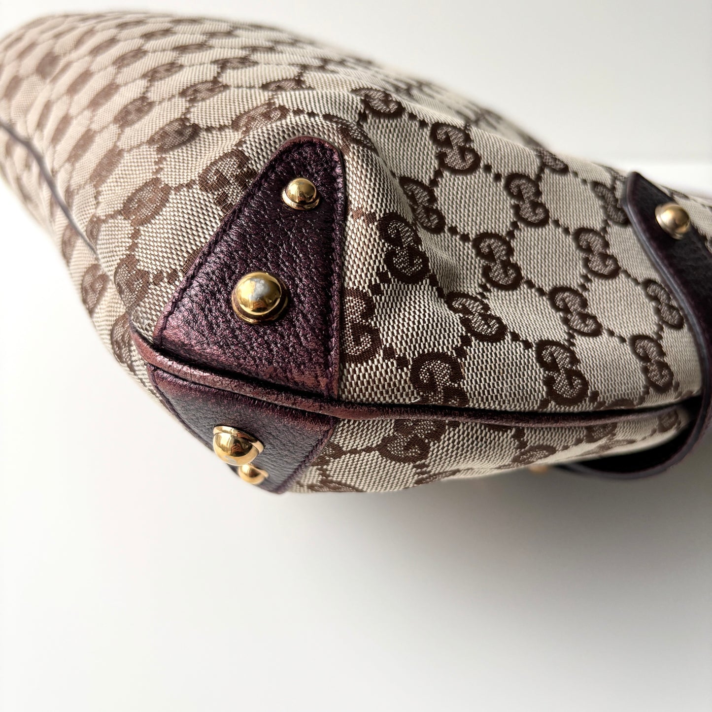 GUCCI Monogram Canvas Horsebit Bag Purple