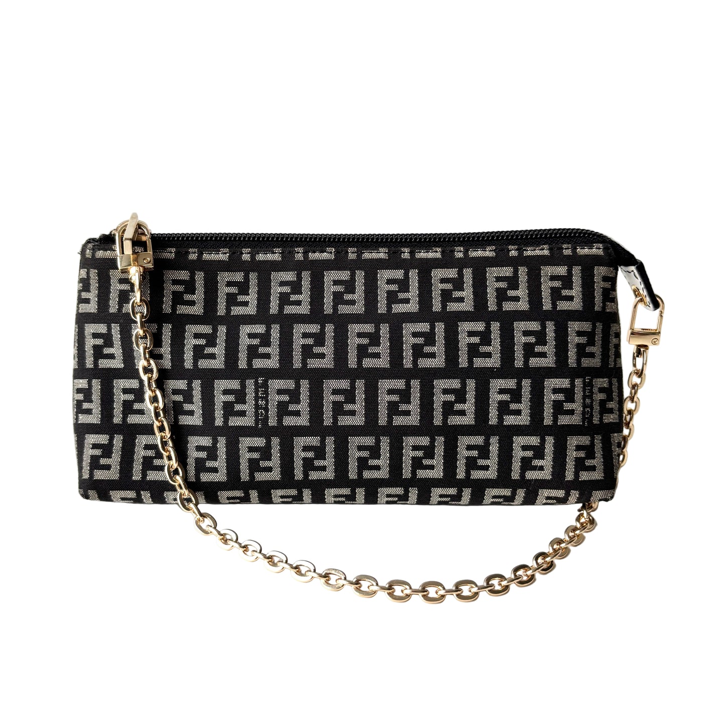 FENDI Zucchino Monogram Canvas Pouch Gray