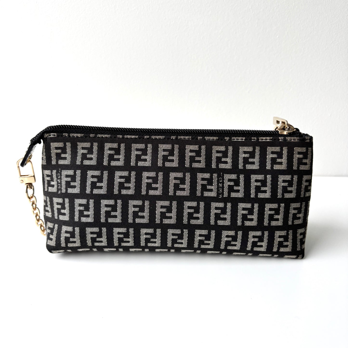 FENDI Zucchino Monogram Canvas Pouch Gray